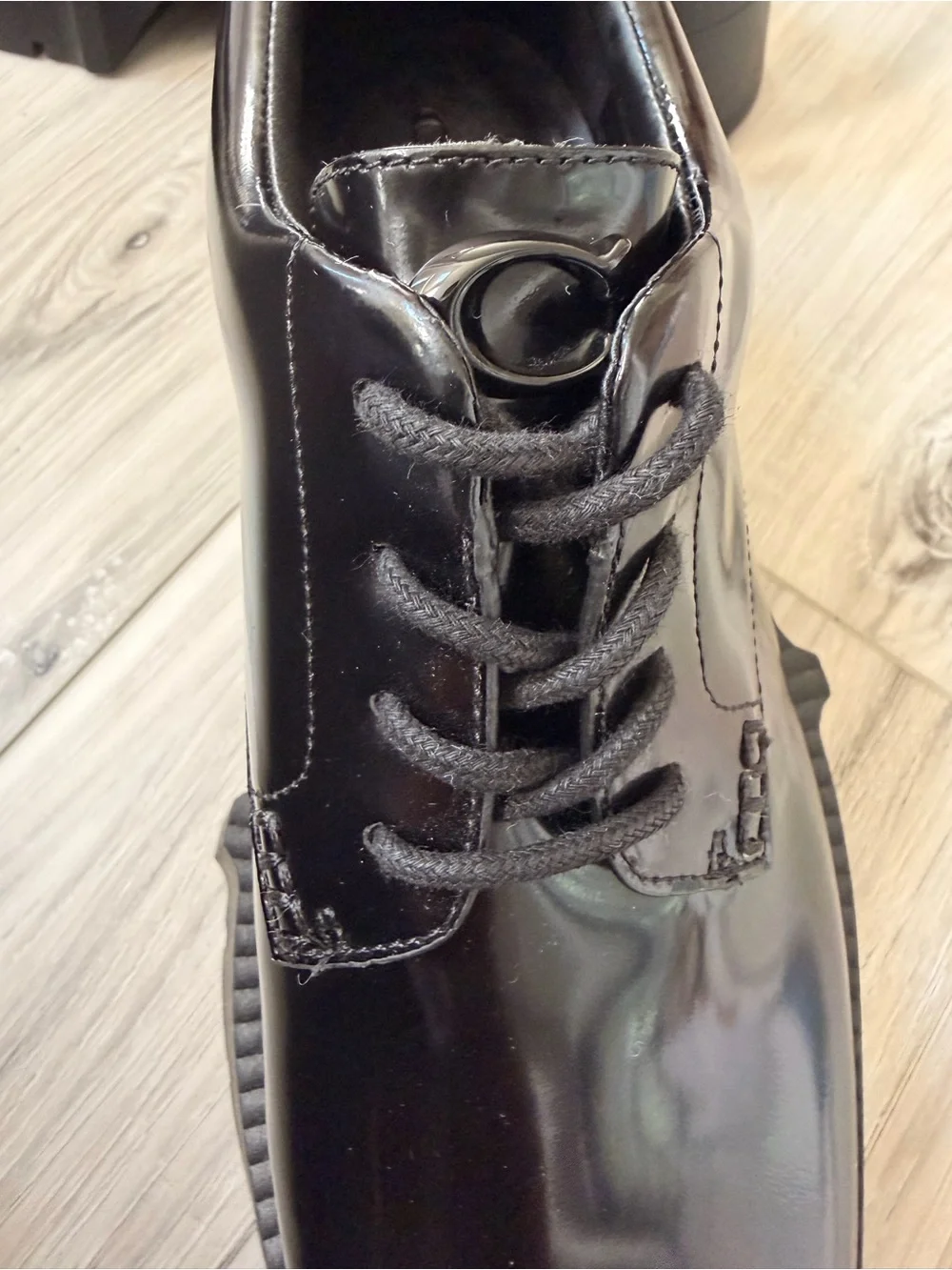Coach Black Leather Platform Lug Sole Lace-Up Oxford Shoes Women’s 9.5B EU 40